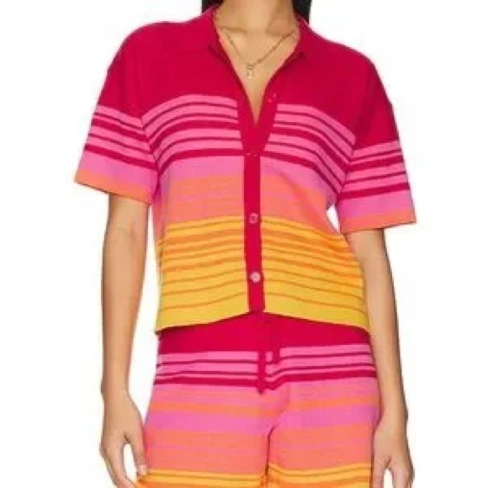 NWOT Monrow polo cotton top sweater pullover Y2K 90s beach vacation summer